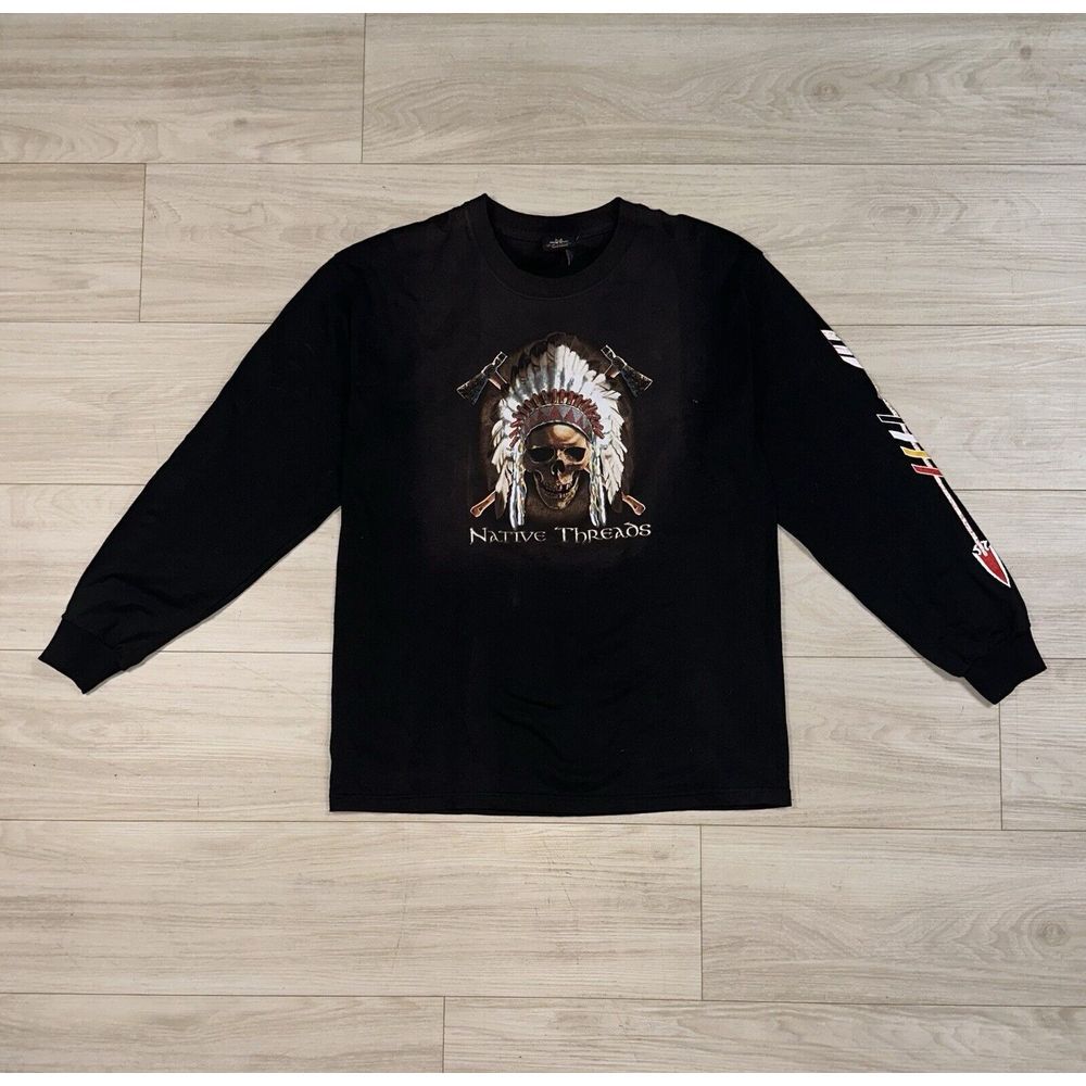 Vintage Native Threads Long Sleeve Made In USA Y2K TShirt Size Medium Fade Arrow
